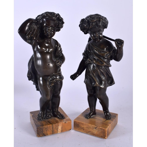 746D - French School (19th Century) Pair, Bronze, Putti. 22 cm high.