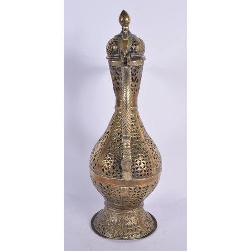 76 - A VERY RARE 18TH CENTURY MIDDLE EASTERN DOUBLE WALLED EWER decorated all over with open work foliage... 