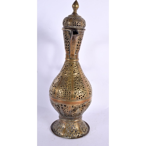 76 - A VERY RARE 18TH CENTURY MIDDLE EASTERN DOUBLE WALLED EWER decorated all over with open work foliage... 