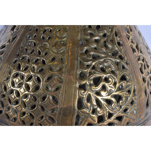 76 - A VERY RARE 18TH CENTURY MIDDLE EASTERN DOUBLE WALLED EWER decorated all over with open work foliage... 