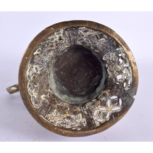 76 - A VERY RARE 18TH CENTURY MIDDLE EASTERN DOUBLE WALLED EWER decorated all over with open work foliage... 