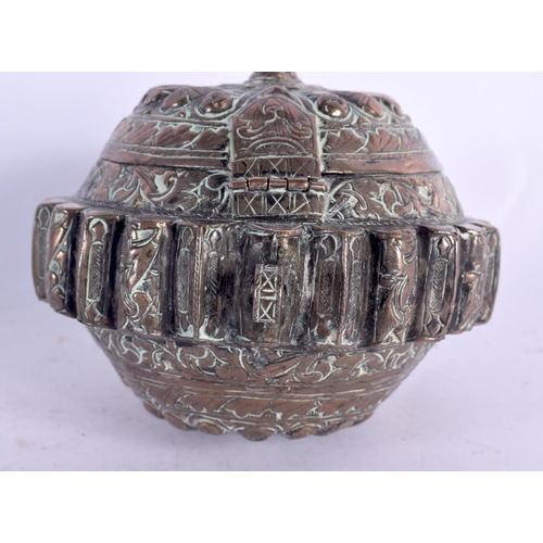 78 - A 19TH CENTURY MIDDLE EASTERN COPPER ALLOY BETEL LIME BOX possibly Bhutan. 10 cm wide.