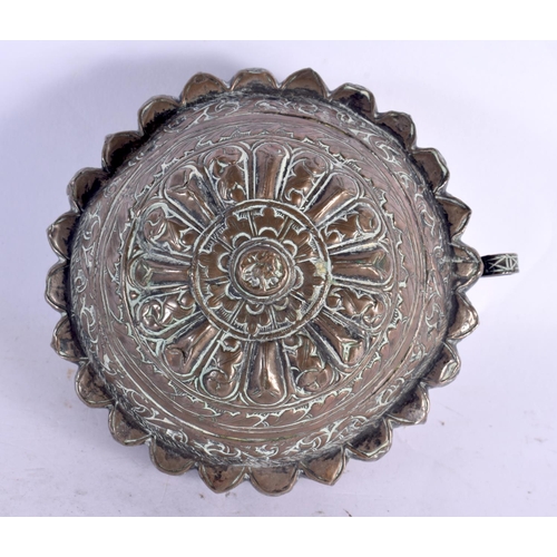 78 - A 19TH CENTURY MIDDLE EASTERN COPPER ALLOY BETEL LIME BOX possibly Bhutan. 10 cm wide.