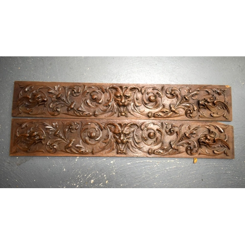 84 - A COLLECTION OF 19TH CENTURY CONTINENTAL CARVED WOOD PANELS possibly Italian. Largest 153 cm x 16 cm... 