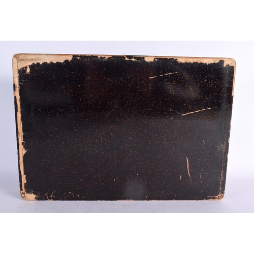 92 - A LARGE EARLY 20TH CENTURY JAPANESE MEIJI PERIOD BLACK LACQUER BOX AND COVER decorated with birds an... 