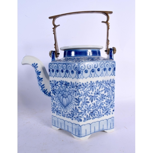 94 - AN 18TH CENTURY CHINESE EXPORT BLUE AND WHITE PLATE Qianlong, together with a ginger jar & teapot. L... 