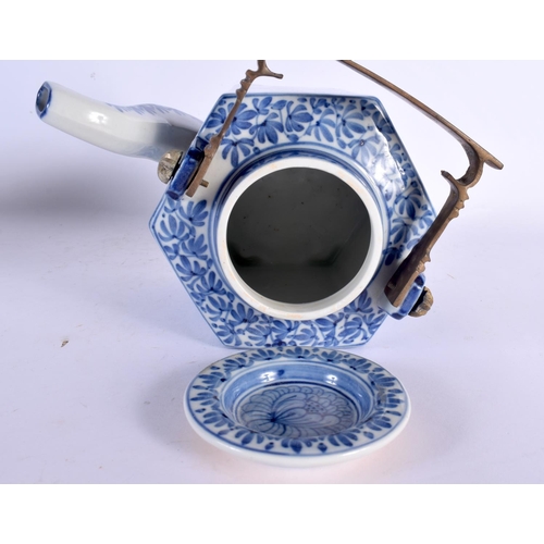94 - AN 18TH CENTURY CHINESE EXPORT BLUE AND WHITE PLATE Qianlong, together with a ginger jar & teapot. L... 