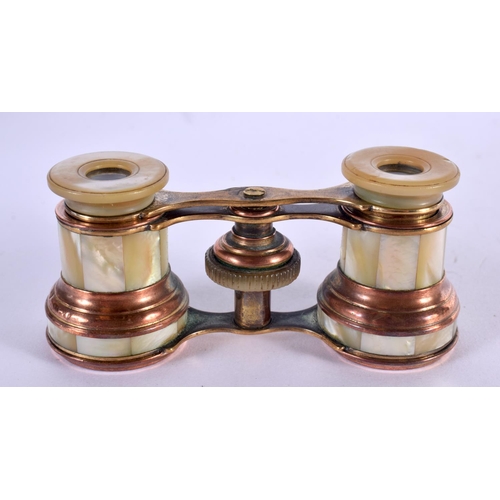 1272 - ANTIQUE PAIR OF MOTHER-OF-PEARL OPERA GLASSES.  4cm retracted, 6cm extended