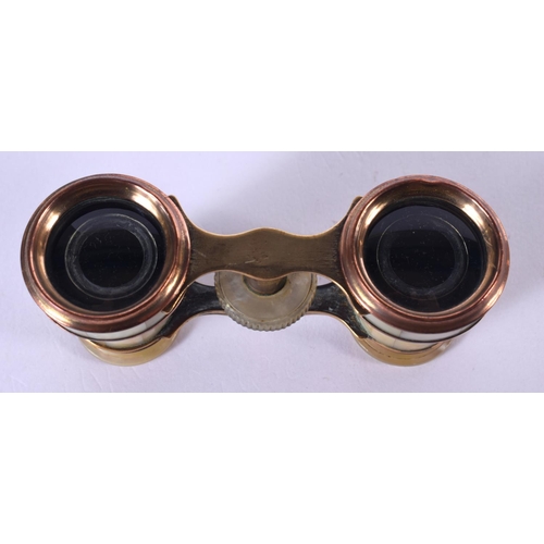 1272 - ANTIQUE PAIR OF MOTHER-OF-PEARL OPERA GLASSES.  4cm retracted, 6cm extended