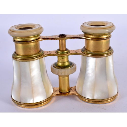 1274 - ANTIQUE PAIR OF MOTHER-OF-PEARL OPERA GLASSES.  6cm retracted, 8cm extended