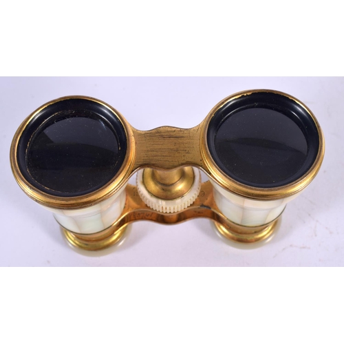 1274 - ANTIQUE PAIR OF MOTHER-OF-PEARL OPERA GLASSES.  6cm retracted, 8cm extended