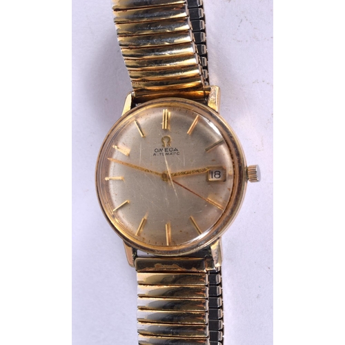 1282 - A GOLD PLATED OMEGA AUTOMATIC WRISTWATCH.  3.5cm incl crown