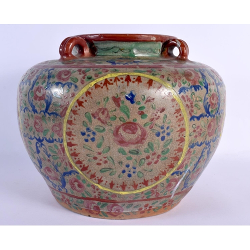 1536 - AN UNUSUAL 19TH CENTURY CHINESE POLYCHROMED POTTERY JARDINIERE possibly made for the Thai market. 21... 