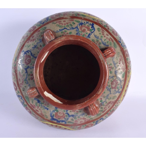 1536 - AN UNUSUAL 19TH CENTURY CHINESE POLYCHROMED POTTERY JARDINIERE possibly made for the Thai market. 21... 