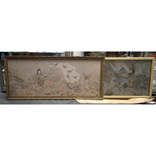 1537 - Japanese School (19th Century) Pair, Silk Panels, depicting Buddhistic figures in various pursuits. ... 