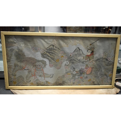 1537 - Japanese School (19th Century) Pair, Silk Panels, depicting Buddhistic figures in various pursuits. ... 