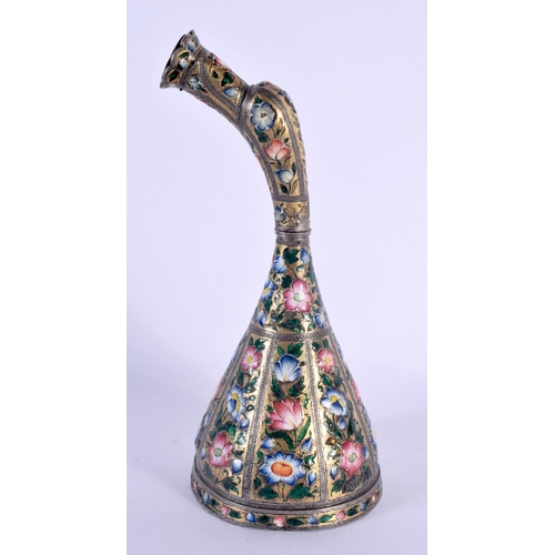 1544 - A VERY RARE 19TH CENTURY QAJAR GOLD LEAF & ENAMEL HOOKAH TOP  the white metal / silver carved body d... 