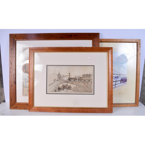 3094 - A FRAMED PASTEL by Pascal Djabuli, together with a framed watercolour Hugh Blanche and a print of a ... 