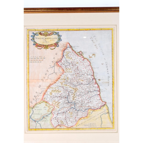 3105 - AN ANTIQUE MAP OF NORTHUMBERLAND by Robert Morden C1695. 41 cm x 36 cm.