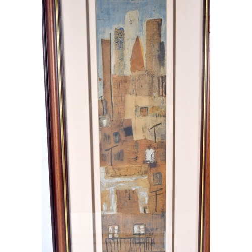 3108 - A FRAMED OIL by Wendy Jackson 1965, together with three other mixed medias. Largest 60 cm x 14 cm. (... 