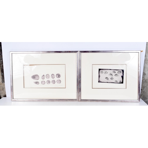 3121 - A PAIR OF FRAMED ENGRAVINGS by Mary Eisman. 13 cm x 23 cm.