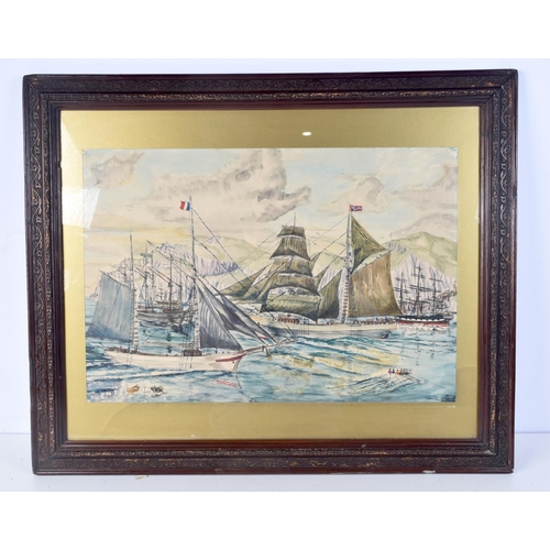 3125 - European School (Early 20th Century) Watercolour, boats. 37 cm x 54 cm.