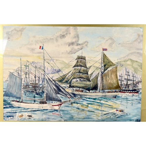 3125 - European School (Early 20th Century) Watercolour, boats. 37 cm x 54 cm.