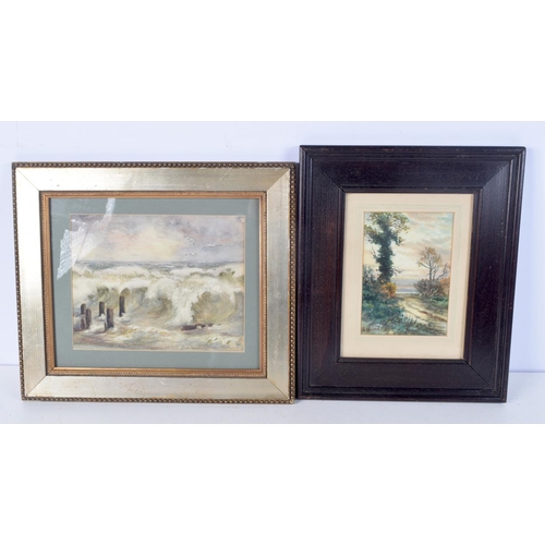 3133 - A FRAMED WATERCOLOUR OF A RURAL SCENE by B Ward, together with another. Largest 19 cm x 24 cm. (2)