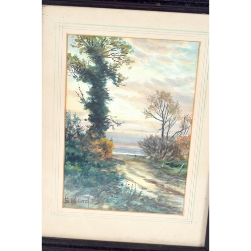 3133 - A FRAMED WATERCOLOUR OF A RURAL SCENE by B Ward, together with another. Largest 19 cm x 24 cm. (2)