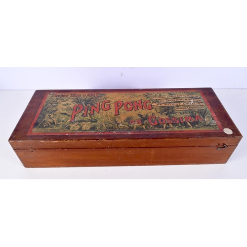 3676 - A vintage Jaques & Son boxed Ping Pong /Gossima game 10 x 53 x 20 cm