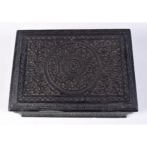 3748 - A Sri Lankan carved wood tray together with a carved wooden box 30 x 75 cm (2)