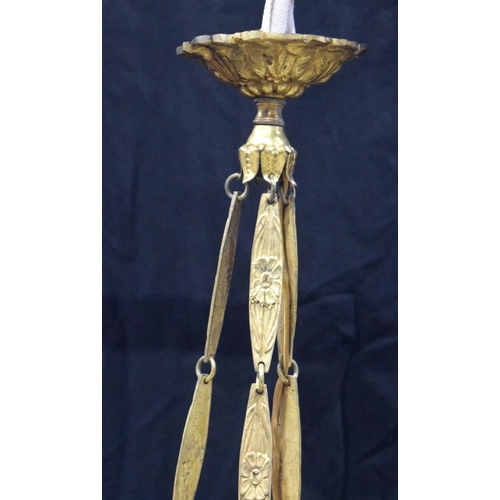 3752 - An alabaster art deco gilded three arm chandelier