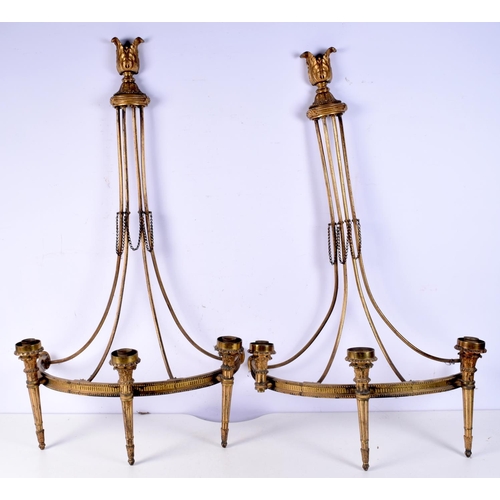 3754 - A pair of  French 19th Century Brass wall sconces 85 x 47 cm (2)