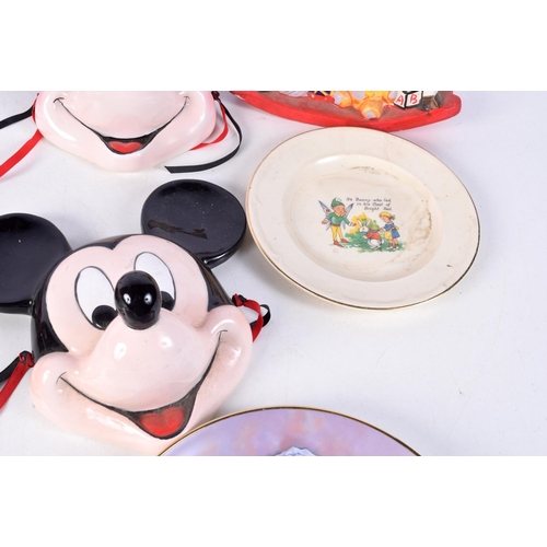 3766 - A collection of Mickey/Minnie  Mouse porcelain wall pockets, ceramic horse money box Etc 21 cm (8).