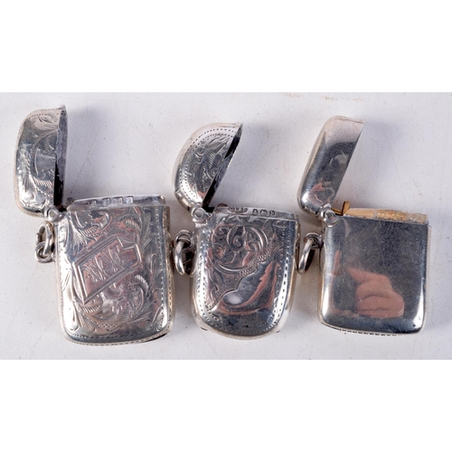 3769 - A collection of silver vesta cases together with a collection of ceramic pots 6cm.(11)