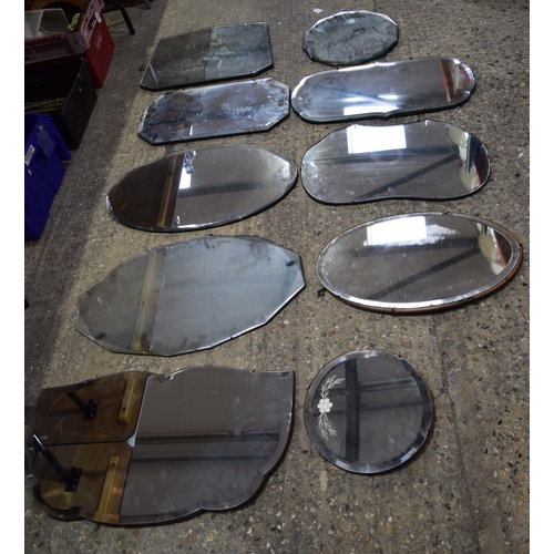 3778 - A collection of mirrors some Art Deco style largest 45 x 60 cm.(10)