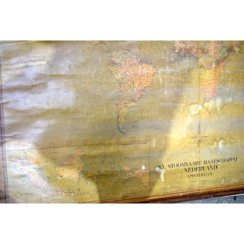 3780 - A vintage Dutch map of the world 105 x 160 cm .