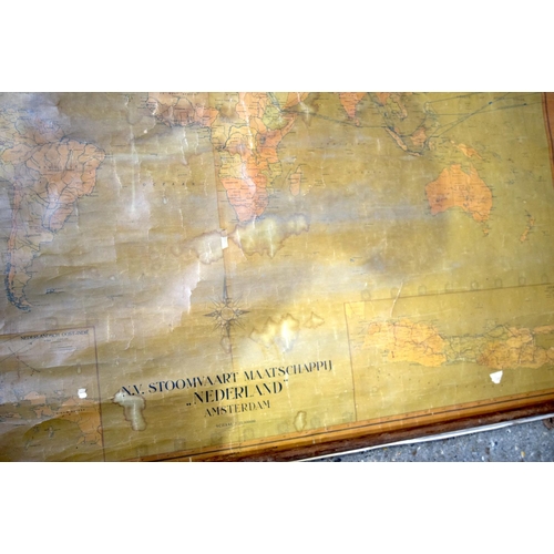 3780 - A vintage Dutch map of the world 105 x 160 cm .