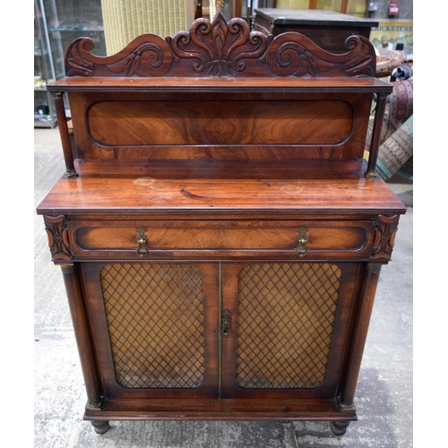 3781 - An early Victorian Rosewood Chiffonier 135 x93 x 38 cm.