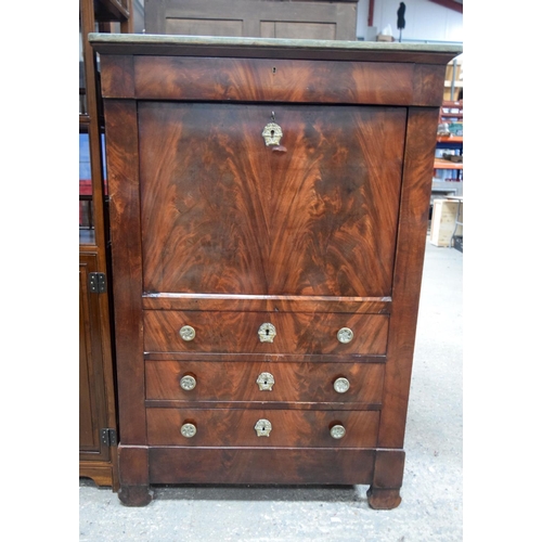 3782 - A 19th century 4 drawer Walnut veneered Escritoire with a marble top  141 x 95 cm