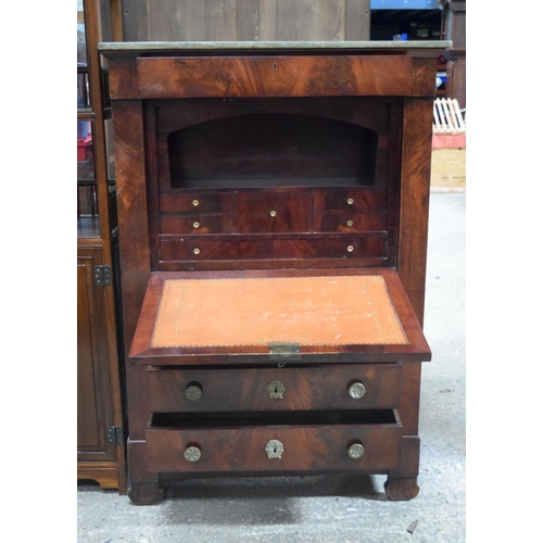 3782 - A 19th century 4 drawer Walnut veneered Escritoire with a marble top  141 x 95 cm