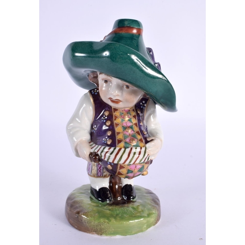 123 - A 19TH CENTURY CONTINENTAL MANSION DWARF PORCELAIN FIGURE Derby style. 15 cm high.