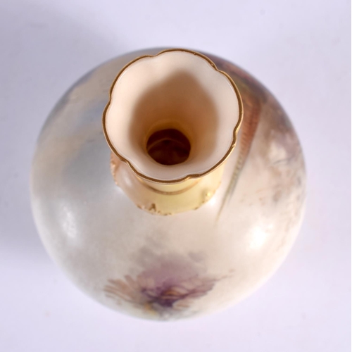 176 - ROYAL WORCESTER GLOBULAR VASE, WITH FLARED NECK, PAINTED BY JAS STINTON, SIGNED, WITH PHEASANT IN LA... 