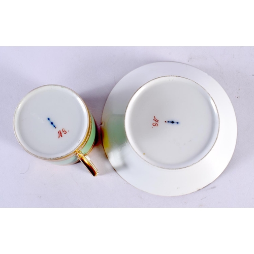 205 - 19TH C. SUPERB BERLIN PORCELAIN COFFEE CAN AND SAUCER HAND PAINTED WITH A SCENE DEPICTING, THE ARRES... 