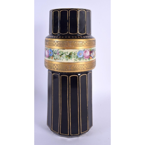 39 - A LARGE MOSER KARLSBAD ENAMELLED GLASS VASE painted with flowers and vines. 27 cm x 11 cm.