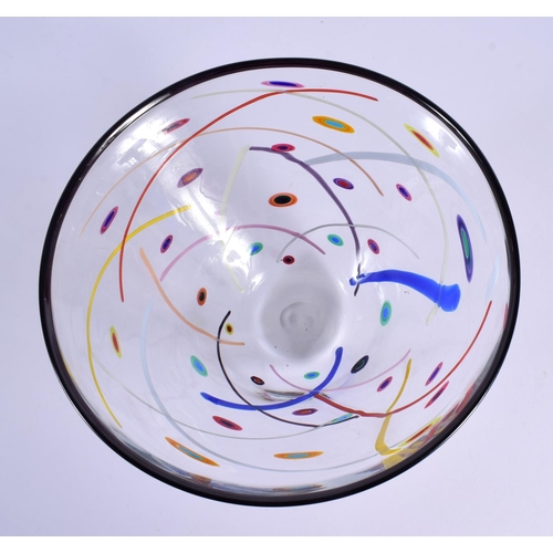 41 - A STYLISH GLASS MULTI COLOURED SWIRLING BOWL. 21 cm x 12 cm.