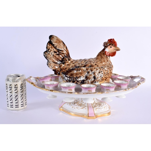 61 - A VERY UNUSUAL BOHEMIAN PIRKENHAMMER PORCELAIN HEN BOX AND COVER of naturalistic form. 37 cm x 25 cm... 