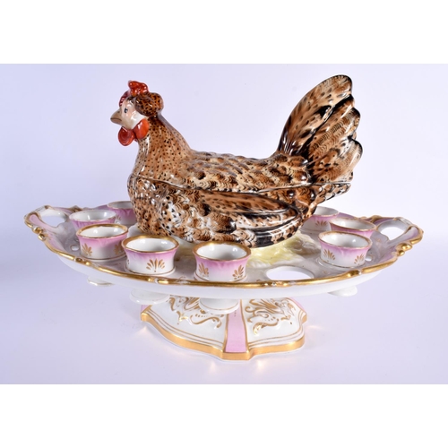 61 - A VERY UNUSUAL BOHEMIAN PIRKENHAMMER PORCELAIN HEN BOX AND COVER of naturalistic form. 37 cm x 25 cm... 