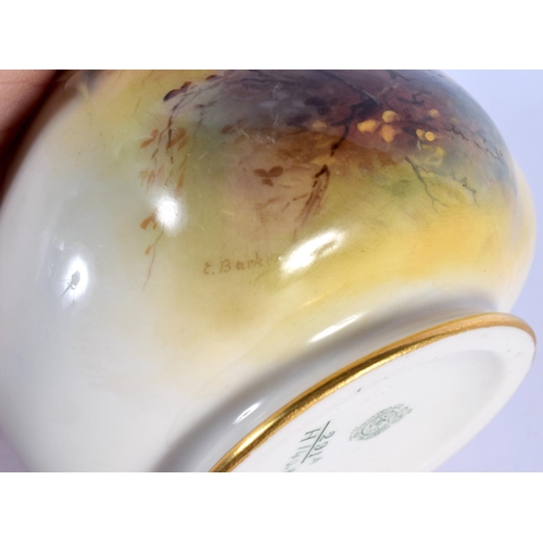 63 - A ROYAL WORCESTER PORCELAIN VASE by Ernest Barker. 9.75 cm x 8.5 cm.