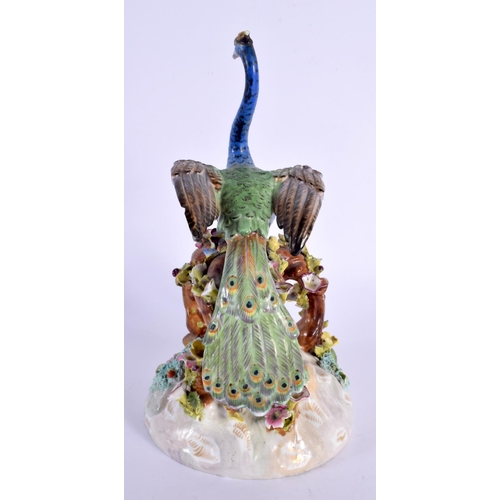 68 - A LARGE 19TH CENTURY MEISSEN PORCELAIN FIGURE OF A BIRD modelled upon a naturalistic base. 21.5 cm h... 